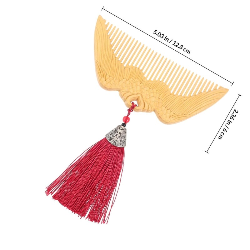 Angel Wings Wooden Comb Small Portable Wood Styling Comb for Women Hair Detangling Compact Fine Tooth and Daily Use - Image 2