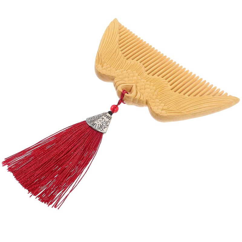 Angel Wings Wooden Comb Small Portable Wood Styling Comb for Women Hair Detangling Compact Fine Tooth and Daily Use - Image 1