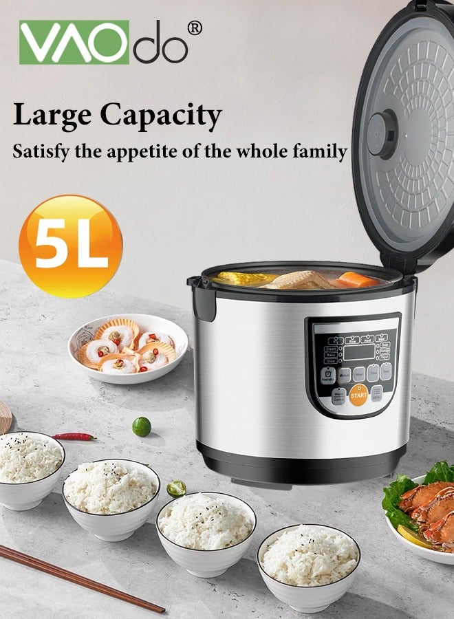 فاو دو طباخ أرز رقمي سعة 5 لتر مع جهاز بخار، وعاء طهي بطيء بقوة 900 واط مع 10 أوضاع طهي ذكية - Image 4