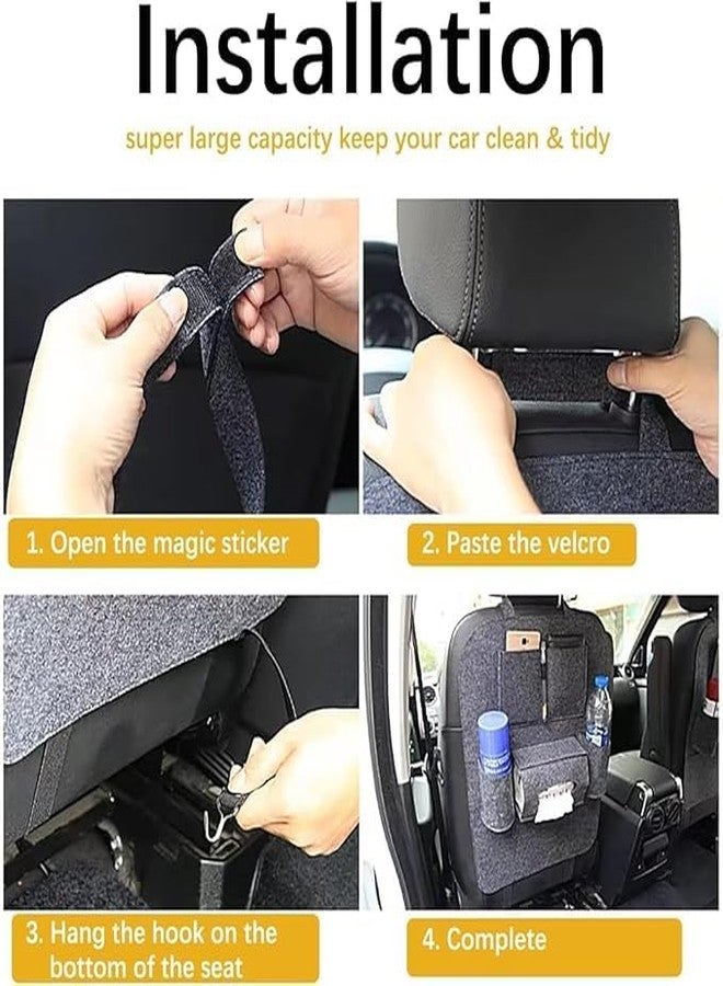 CALVYNORA 1 Pack Dark Grey 7 Pockets Car Back Seat Organizer Cover for Kids & Travel, Multi Pocket Car Seat Storage Protector for Toys Bottles Books Snacks, Universal Fit Car Accessories - Image 5