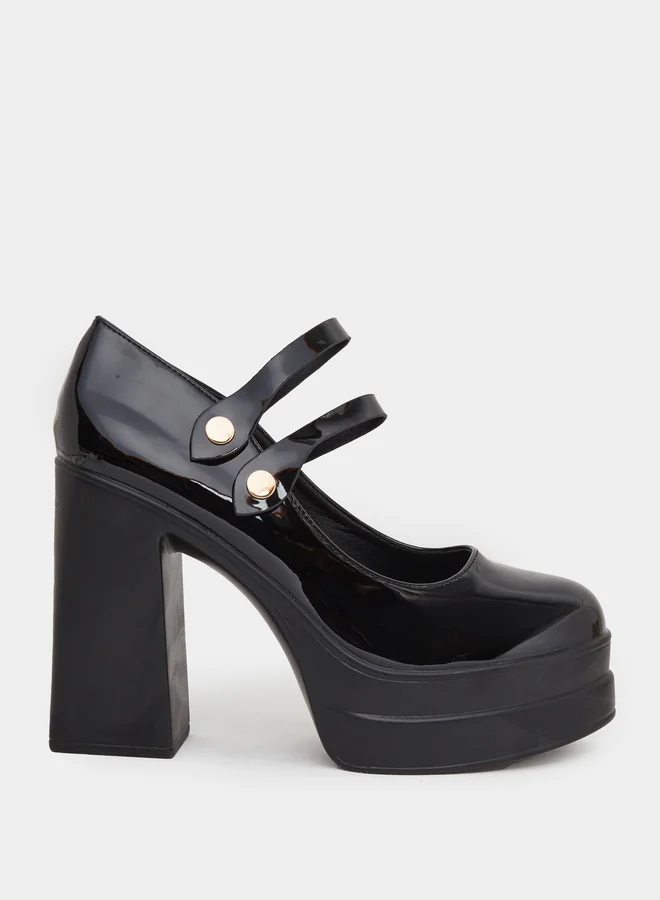 ستايلي Styli Double Strap Block Heel Shoes