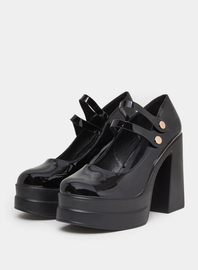 ستايلي Styli Double Strap Block Heel Shoes