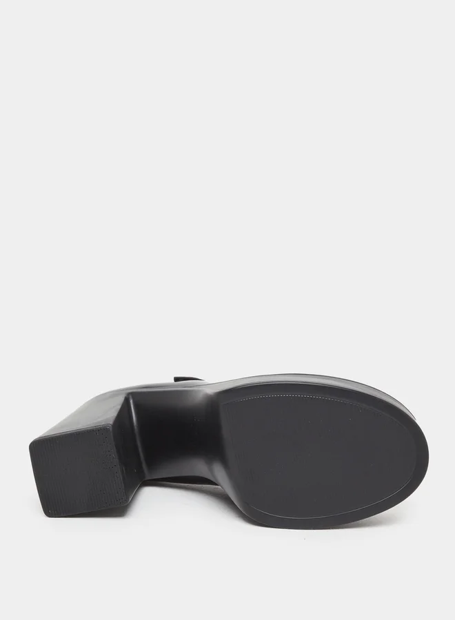 Styli Styli Double Strap Block Heel Shoes