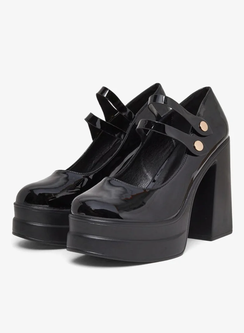 Styli Styli Double Strap Block Heel Shoes
