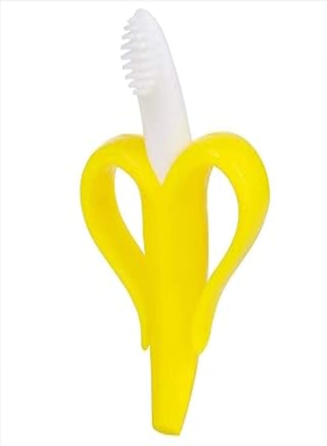 OR عضاضة سيليكون على شكل موزة مع فرشاة أسنان