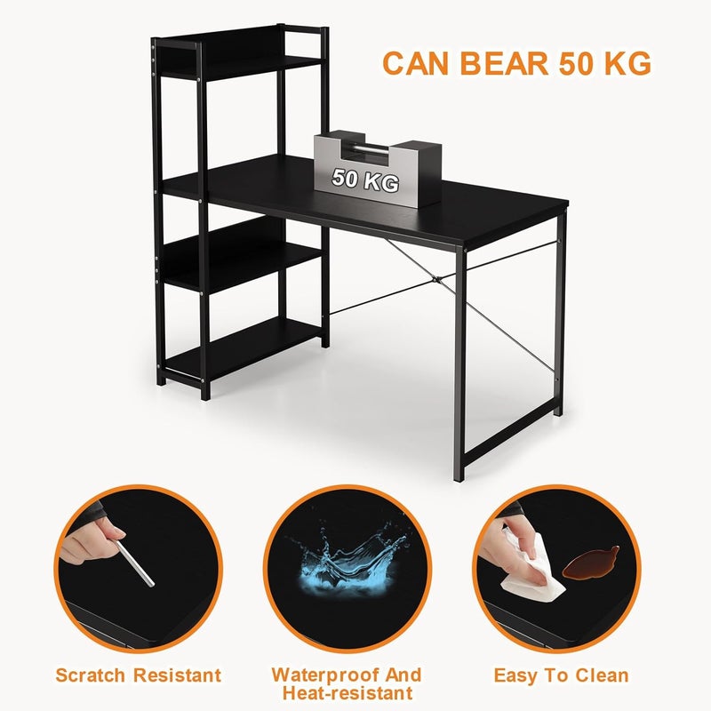 JOYSEUS Computer Desk for Home Office, Reversible Storage Shelves, Waterproof & Scratch-Resistant Large Gaming Table, Ergonomic Study Desk with Safe Rounded Corners (black) - Image 5