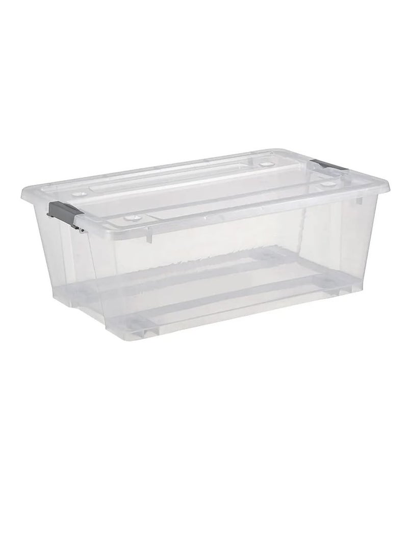 Premify - Premify 30L Storage Box With Lid & Wheels | Slim Under Bed Plastic Organizer – 2pcs Stackable Transparent Boxes Storing Clothes, Toys, Shoes, Tools, Medicine, Office Supplies, Arts & Crafts, Kitchen - Image 1