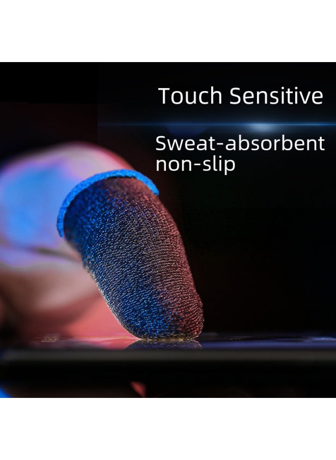 Generic Gaming Finger Sleeves Mobile Game Touch Screen Sweat Resistant Gloves 24 Needle Fiber For Pubg Other Games-Product Color:Silver Fiber Black Purple Edge/piece  - Image 4