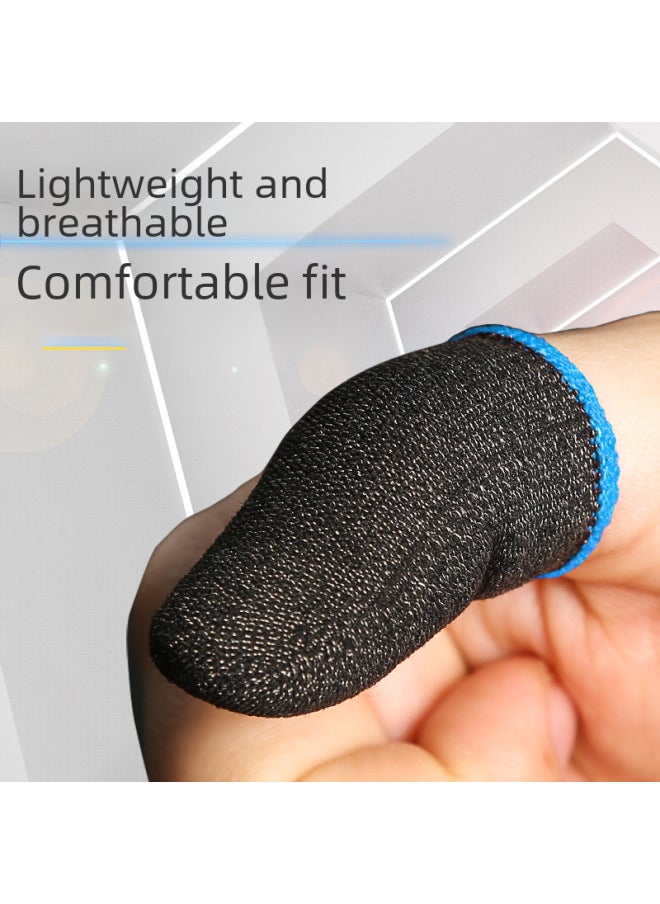 Generic Gaming Finger Sleeves Mobile Game Touch Screen Sweat Resistant Gloves 24 Needle Fiber For Pubg Other Games-Product Color:Silver Fiber Black Purple Edge/piece  - Image 3