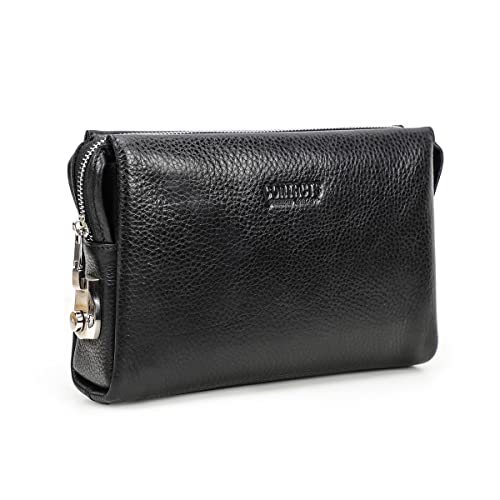 CONTACTS Clutch Purse Bag Leather for Men Anti Theft Wristlet Handbag Wallet Multiple Compartments Card Phone Holder Travel Bag - Image 1