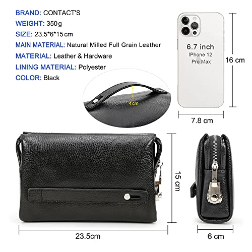 CONTACTS Clutch Purse Bag Leather for Men Anti Theft Wristlet Handbag Wallet Multiple Compartments Card Phone Holder Travel Bag - Image 3