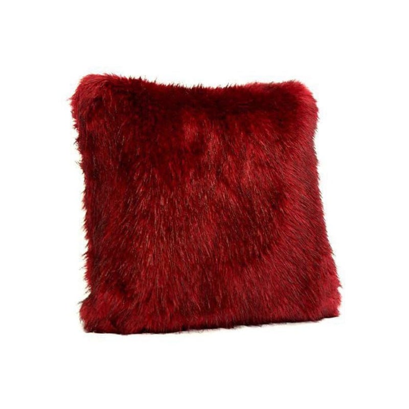 Soft Fur Pillow Cover, Red, Square 2 Pieces
