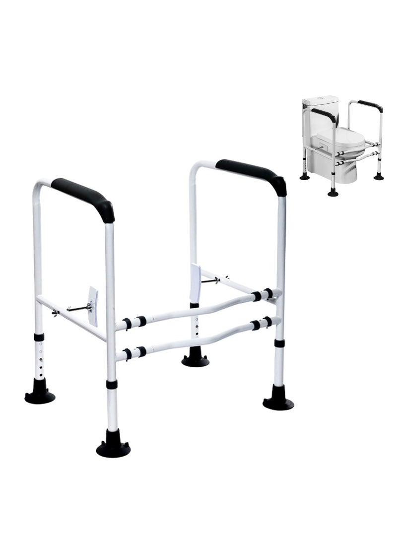 XiuWoo Upgraded Toilet Safety Rail Sturdy & Adjustable Toilet Safety Frames for Elderly & Handicapped, Enhances Stability & Comfort with 4 Suction Pads & Rotatable Clip  - Image 1