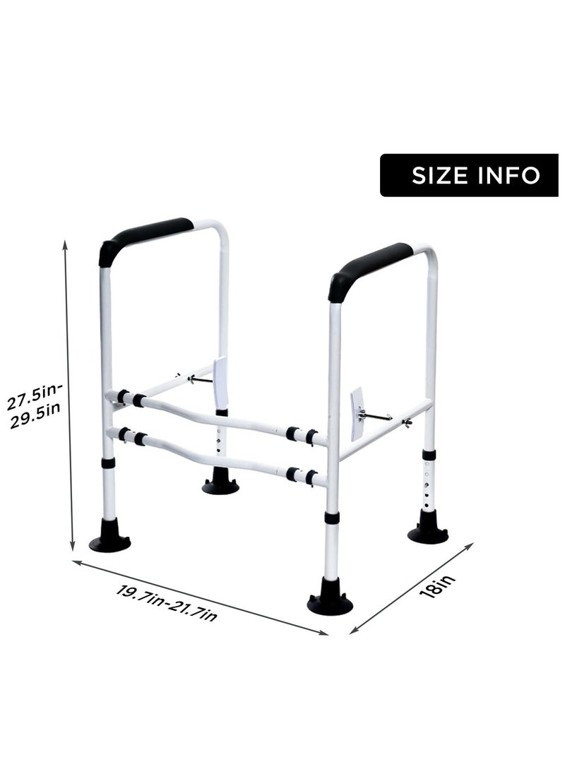 XiuWoo Upgraded Toilet Safety Rail Sturdy & Adjustable Toilet Safety Frames for Elderly & Handicapped, Enhances Stability & Comfort with 4 Suction Pads & Rotatable Clip  - Image 2