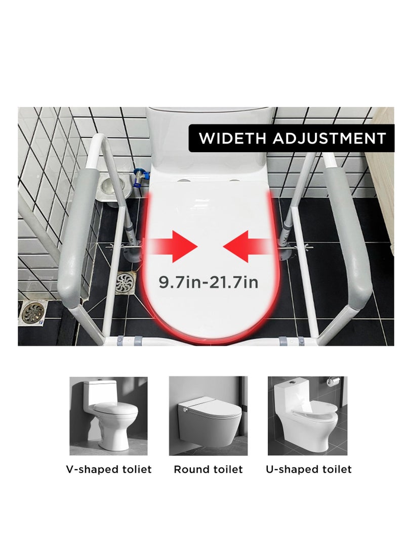 XiuWoo Upgraded Toilet Safety Rail Sturdy & Adjustable Toilet Safety Frames for Elderly & Handicapped, Enhances Stability & Comfort with 4 Suction Pads & Rotatable Clip  - Image 3