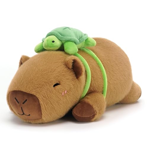 SQEQE Weighted Stuffed Animals Capybara Plush Weighted Capybara Stuffed Animals with Turtle Backpack Soft Pillow Toy for Kids Adults Valentines Gifts Birthday Presents 138 Inch 17 Lbs - Image 1
