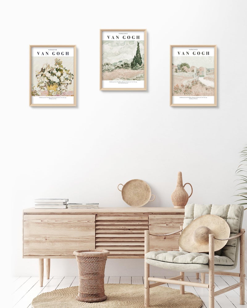 HesenDot Van Gogh High Framed Wall Art Set of 3, 12x16in Neutral Floral Canvas Prints, Abstract Landscape Artwork for Living Room Bedroom Gallery Office Home DÃ©cor - Image 4