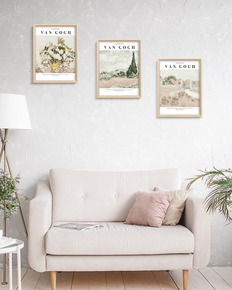 HesenDot Van Gogh High Framed Wall Art Set of 3, 12x16in Neutral Floral Canvas Prints, Abstract Landscape Artwork for Living Room Bedroom Gallery Office Home DÃ©cor - Image 5