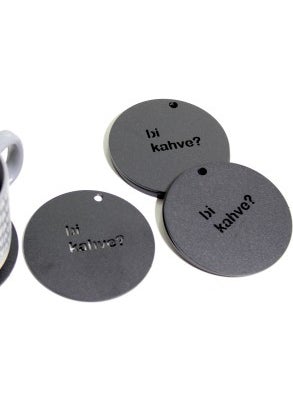 3Art Metal A Coffee? Written Metal Mug Coasters - Set of 3 Metal Coasters  - Image 1