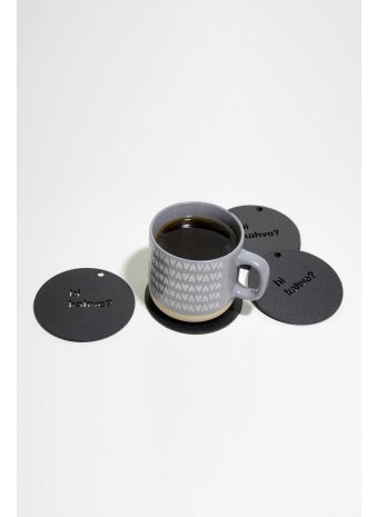 3Art Metal A Coffee? Written Metal Mug Coasters - Set of 3 Metal Coasters  - Image 2