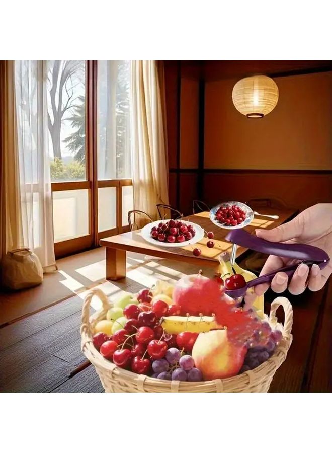 Purple Cherry Pitter Tool Portable Kitchen Gadget Seed Extractor for Cooking Baking Desserts - Image 4