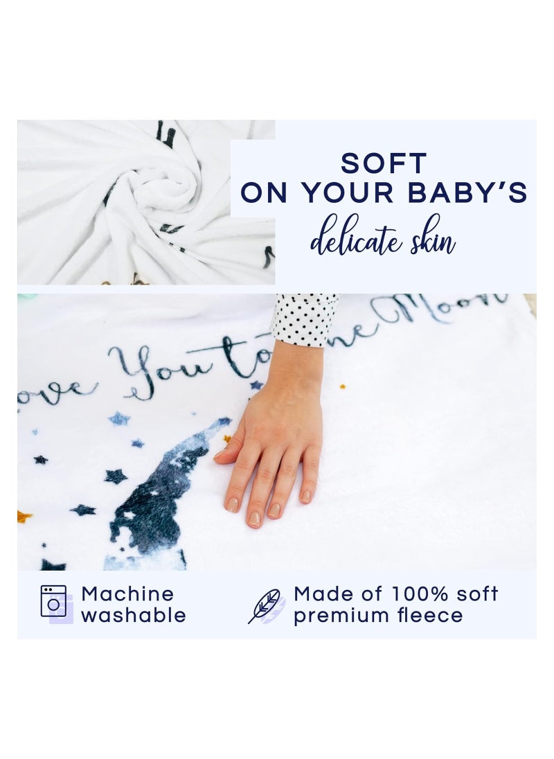 SYOSI - Baby Monthly Milestone Blanket Boy- 150 x 100 cm - Blue Moon Themed Month Mat for Boys - First Year Calendar Growth Chart - Shower Gifts for New Moms, Monthly Blanket for Baby Pictures - Image 1