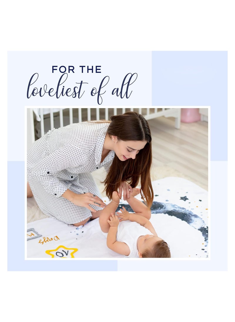SYOSI - Baby Monthly Milestone Blanket Boy- 150 x 100 cm - Blue Moon Themed Month Mat for Boys - First Year Calendar Growth Chart - Shower Gifts for New Moms, Monthly Blanket for Baby Pictures - Image 1