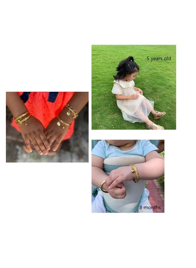 Ethlyn Birthday Gifts for baby 18K Gold plated Mini Size Baby Bangles Bracelet for infants girls boys Stars Bells Heart Jewelry (2pcs/lot) - Image 2