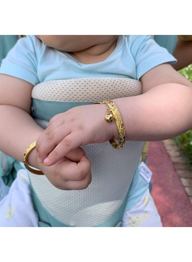 Ethlyn Birthday Gifts for baby 18K Gold plated Mini Size Baby Bangles Bracelet for infants girls boys Stars Bells Heart Jewelry (2pcs/lot) - Image 5
