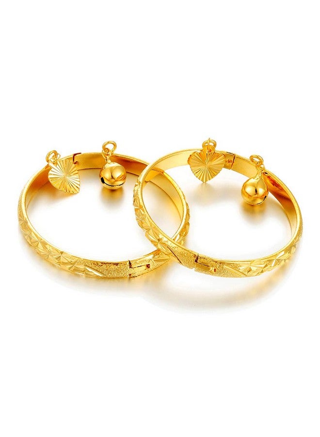 Ethlyn Birthday Gifts for baby 18K Gold plated Mini Size Baby Bangles Bracelet for infants girls boys Stars Bells Heart Jewelry (2pcs/lot) - Image 1