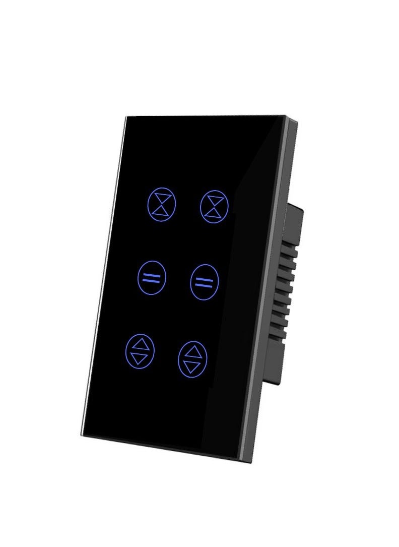 TUYA Smart WIFI Shutter/Curtain/Roller Switch, Glass Panel, Frameless, Neutral Wire Required, Remote Control Smart Life/Tuya App, Compatible with Voice assistance (Double Gang, Black)  - Image 2