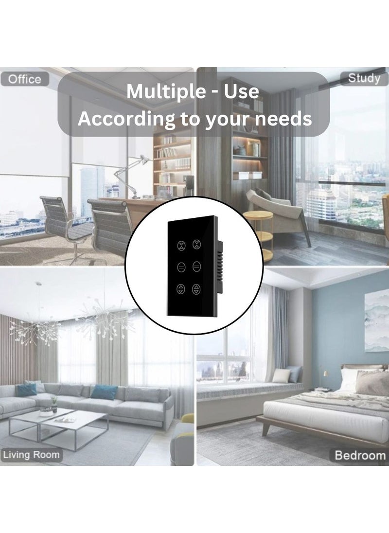 TUYA Smart WIFI Shutter/Curtain/Roller Switch, Glass Panel, Frameless, Neutral Wire Required, Remote Control Smart Life/Tuya App, Compatible with Voice assistance (Double Gang, Black)  - Image 5