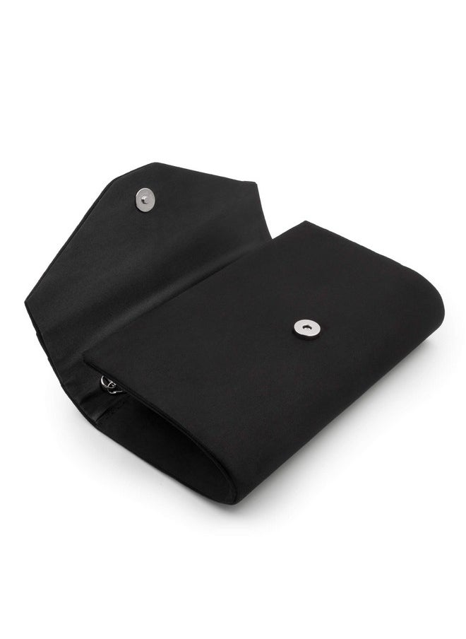 Milisente - Clutch Purse For Women Suede Envelope Evening Purses Crossbody Shoulder Clutch Bag (Black) - Image 1