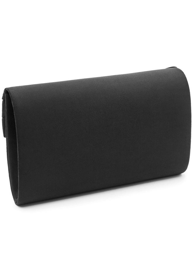 Milisente - Clutch Purse For Women Suede Envelope Evening Purses Crossbody Shoulder Clutch Bag (Black) - Image 1