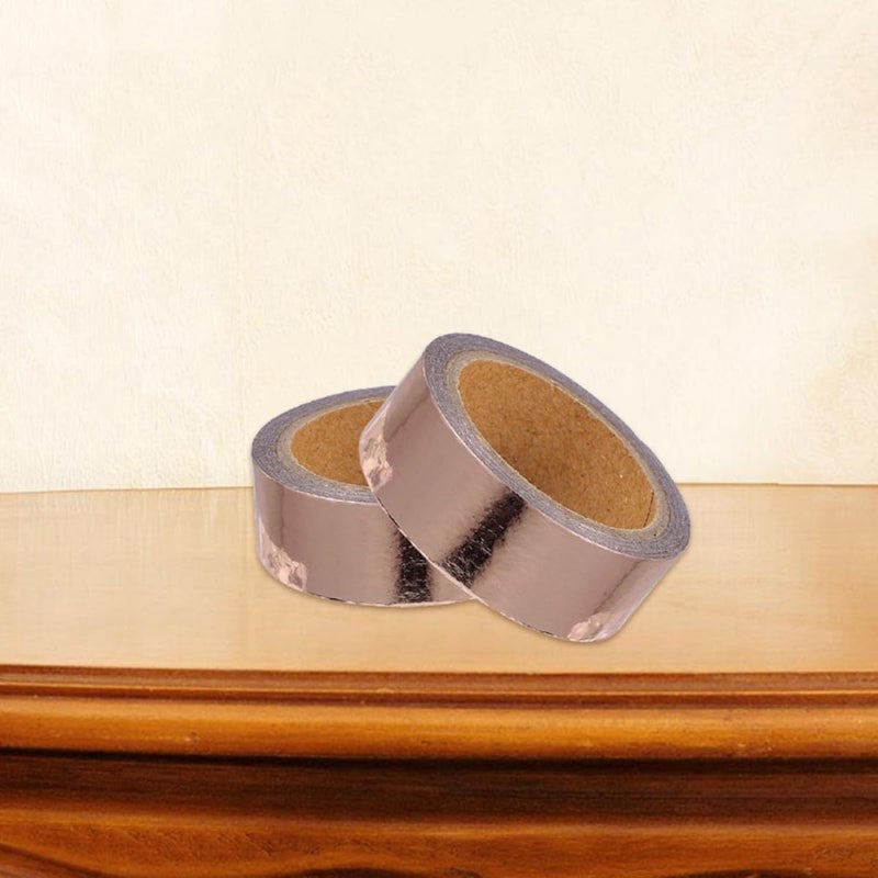 Metallic Rose Gold Washi Tape 2 Rolls Self-Adhesive Decorative Scrapbooking Tape for DIY Crafts and Wrapping - Image 4