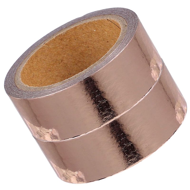 Metallic Rose Gold Washi Tape 2 Rolls Self-Adhesive Decorative Scrapbooking Tape for DIY Crafts and Wrapping - Image 1