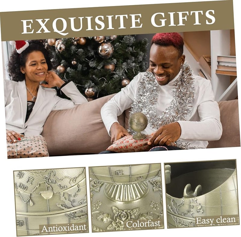 منفضة سجائر على شكل كرة أرضية قديمة مع غطاء مقاوم للرياح، طراز عتيق، حرفة زخرفية للمنزل والمكتب - Image 5