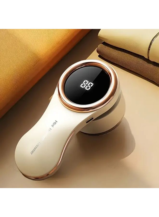 Beige USB Rechargeable Portable Fabric Shaver Lint Remover For Clothes Sweaters Pet Hair - Image 1
