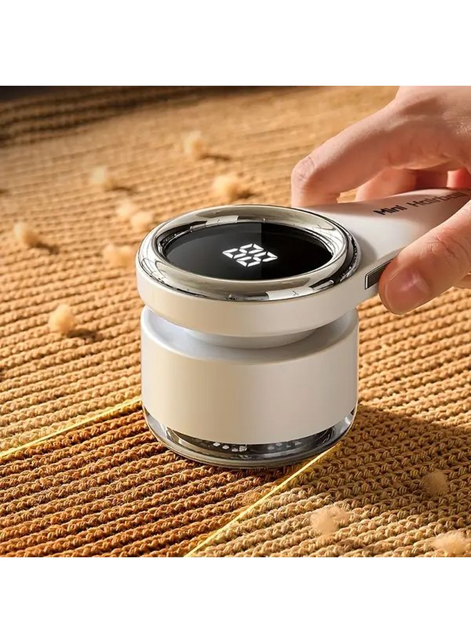 Beige USB Rechargeable Portable Fabric Shaver Lint Remover For Clothes Sweaters Pet Hair - Image 2