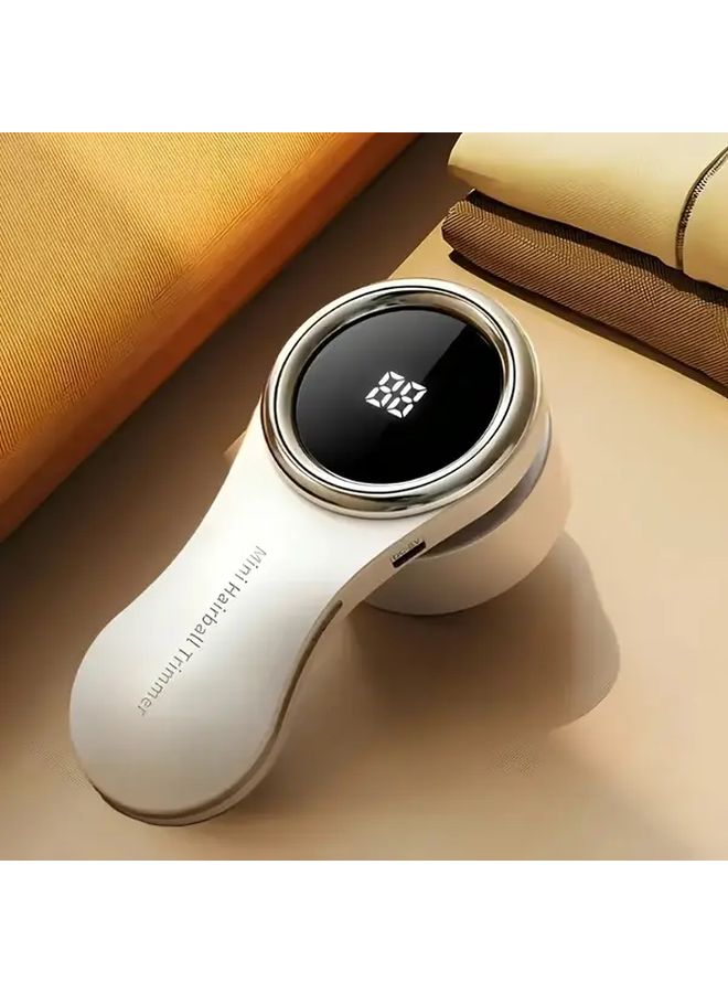 Beige USB Rechargeable Portable Fabric Shaver Lint Remover For Clothes Sweaters Pet Hair - Image 5