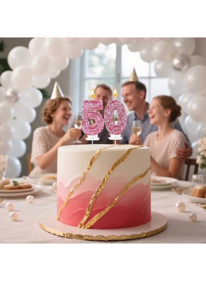 Zailo Birthday Number Candles, Glitter Number Candle Cake Decorations with Sequins, Cupcake Decorations for Girls, Women, Party Anniversary Celebrations (Number 5, Pink) - Image 4