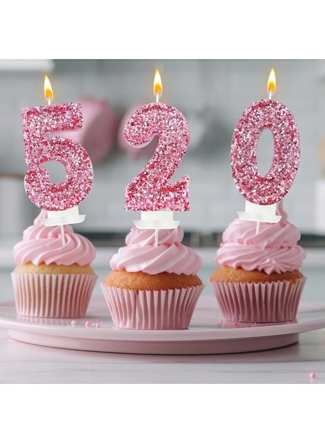 Zailo Birthday Number Candles, Glitter Number Candle Cake Decorations with Sequins, Cupcake Decorations for Girls, Women, Party Anniversary Celebrations (Number 5, Pink) - Image 5