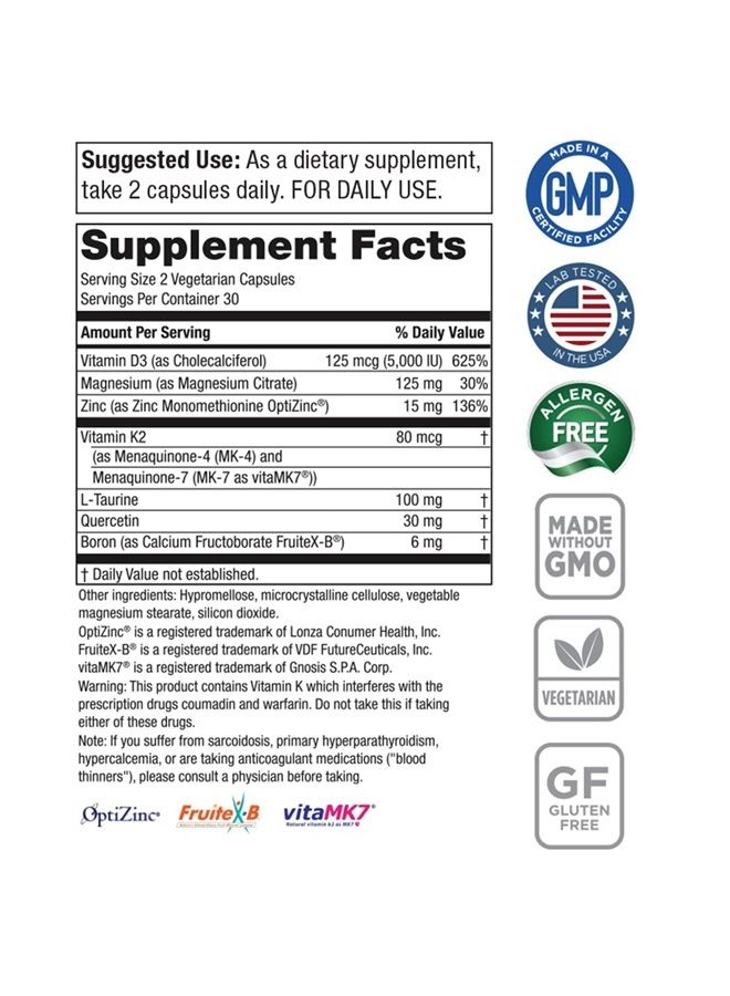 Purity Products Dr. Cannell's Advanced Vitamin D Men's Formula Packed with Vitamin D, Vitamin K2, Zinc, Magnesium Citrate, Boron and Taurine - 60 Vegetarian Capsules - Image 2