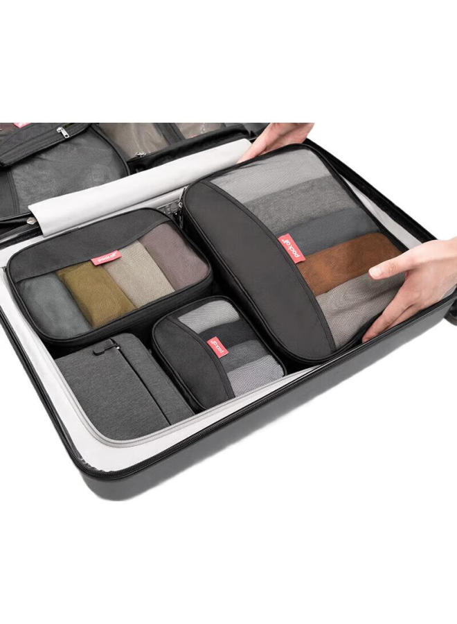 pack all مجموعة تخزين الملابس من باك أول، حقيبة تخزين الأحذية، منظم داخلي محمول، مجموعة تخزين فرز للسفر مكونة من ست قطع، أسود - Image 3