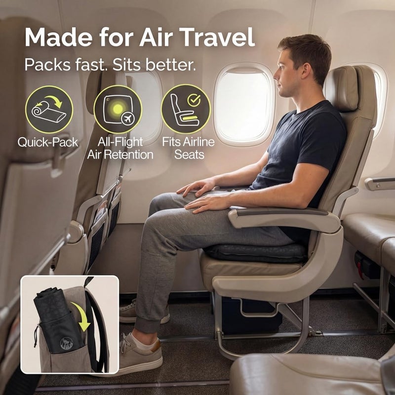 Whispering Winds Inflatable Seat Cushion - Comfortable Blow-up Foam Pad for Airplane, Travel, Stadium, Outdoors, Camping, Car & More - Image 2