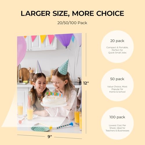 HTVRONT Self-Adhesive Laminating Sheets - 100 Pack, 5mil, 9 X 12 Inches Self Laminating Sheets, No Machine Needed Clear Laminate Sheets for Protecting and Preserving Documents, Photos, Menus, Stickers - Image 5