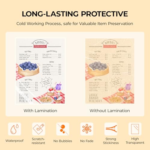HTVRONT Self-Adhesive Laminating Sheets - 100 Pack, 5mil, 9 X 12 Inches Self Laminating Sheets, No Machine Needed Clear Laminate Sheets for Protecting and Preserving Documents, Photos, Menus, Stickers - Image 3