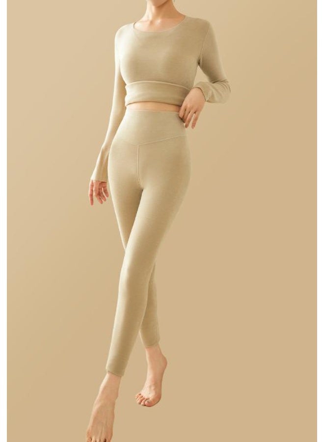 NIBEMINENT Thickened Fleece Women's Warm Underwear Set Autumn Base Layer Shirt Koala Velvet Women's Style Home Comfortable Sleepwear - Image 1