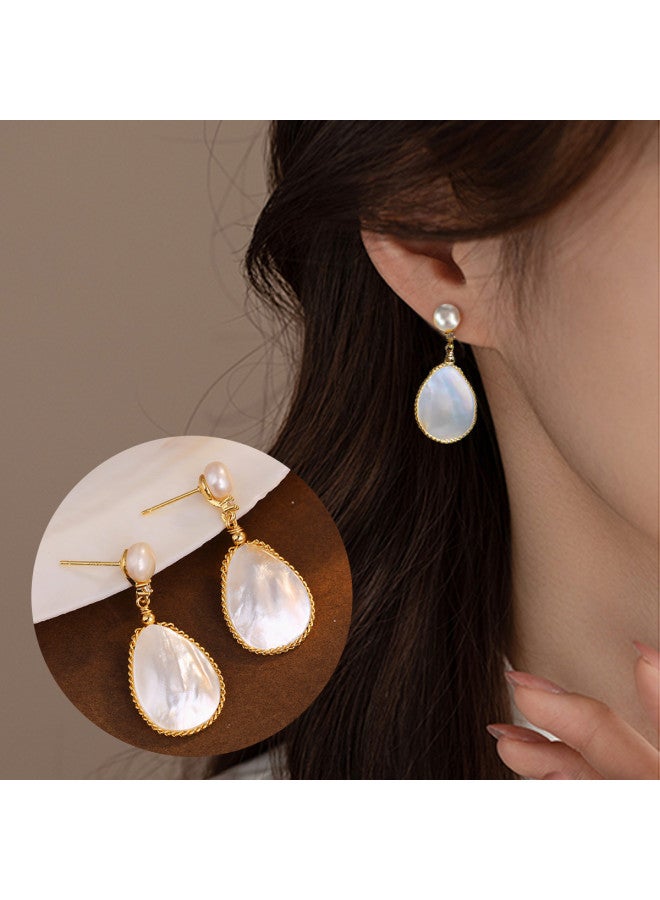 pincai Earrings Studs Women Natural Freshwater Oval Ear Accessories Retro Style Elegant High-end Sense Light Luxury Versatile Jewelry - Image 2