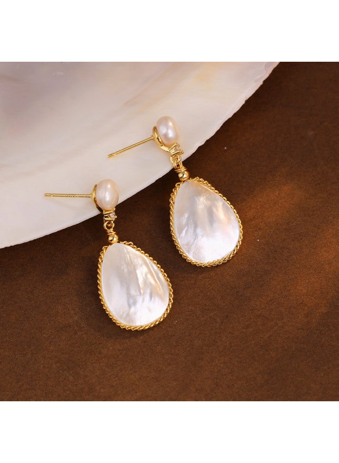 pincai Earrings Studs Women Natural Freshwater Oval Ear Accessories Retro Style Elegant High-end Sense Light Luxury Versatile Jewelry - Image 3